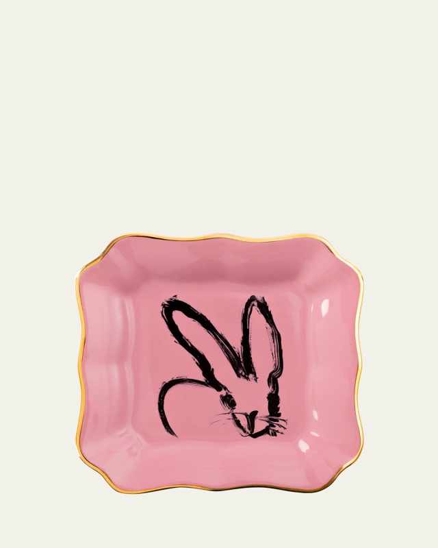 Portrait Plate with Gold Rim - Pink